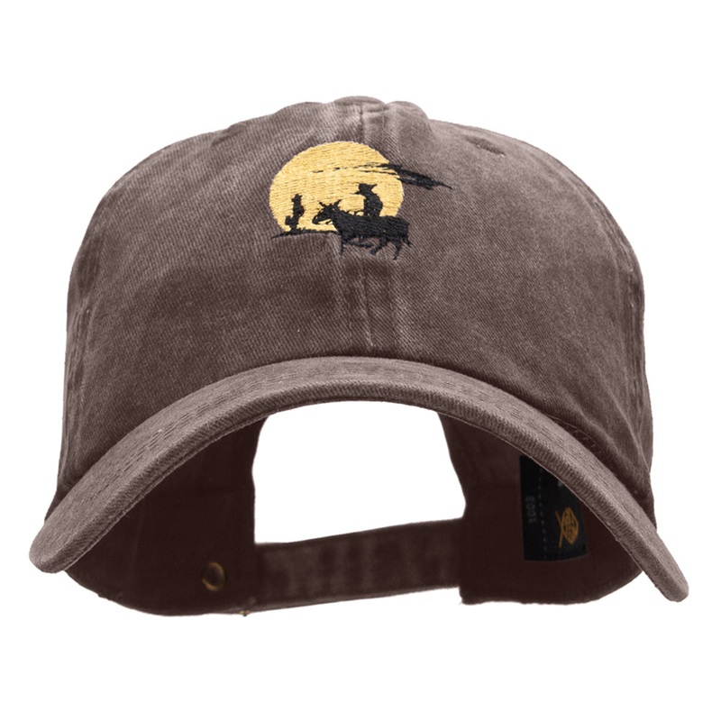 Desert Spanish Rider Embroidered Unstructured Cotton Cap Brown One Size