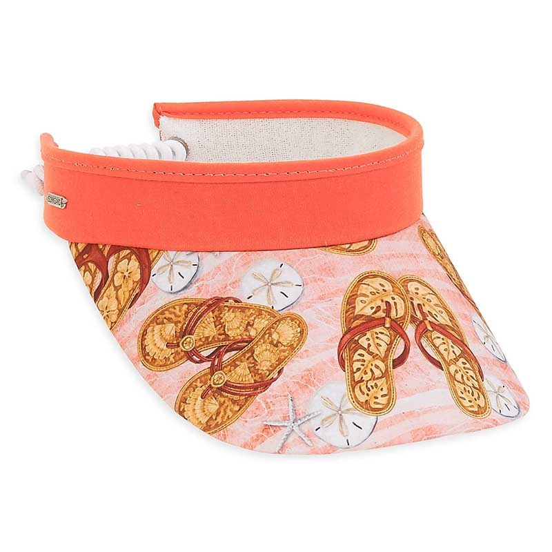 Flip Flop Print Sun Visor with Coil Closure – Sun ‘N’ Sand Hats Coral