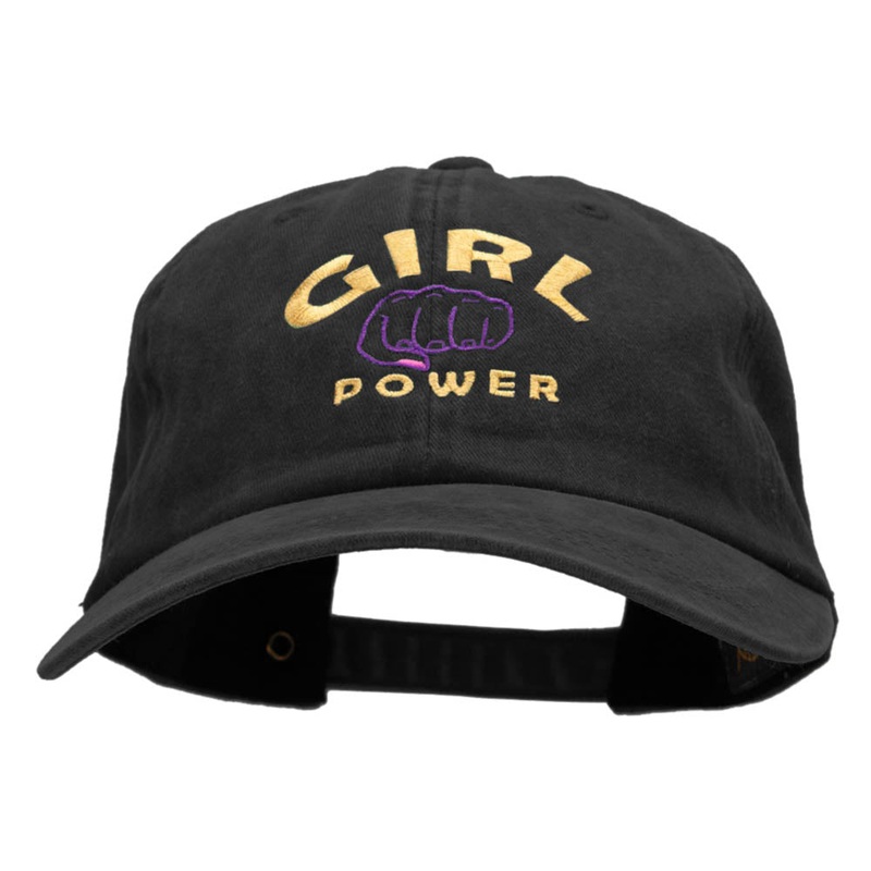 Girl Power Embroidered Unstructured Pigment Dyed Cap Black One Size