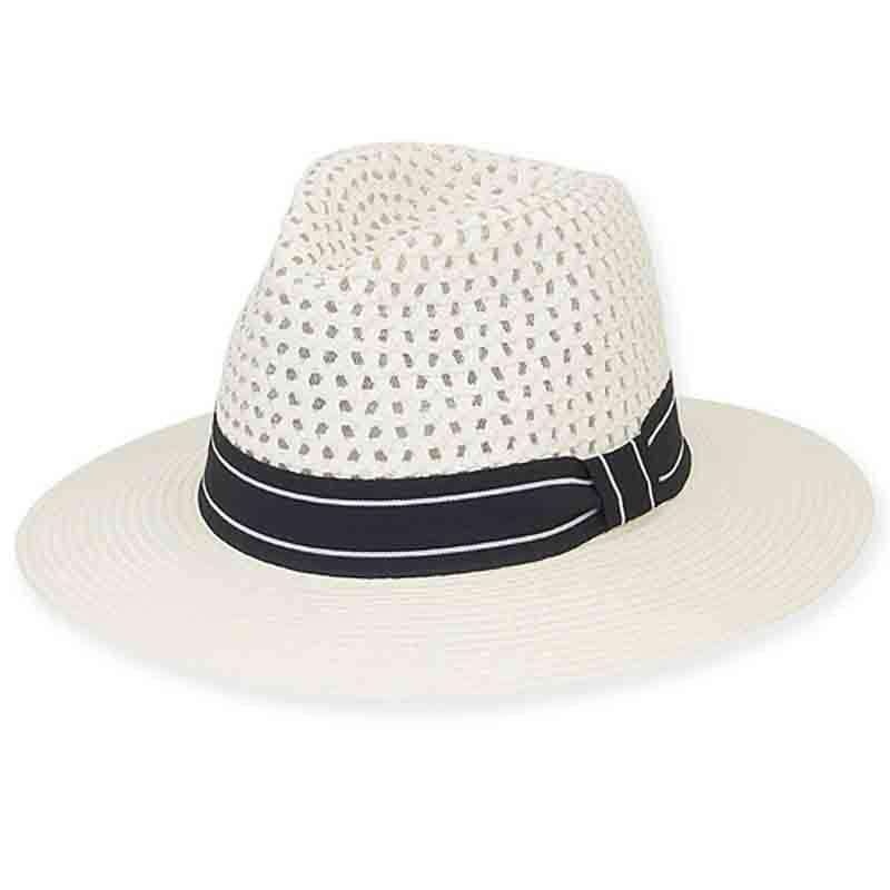 Leeds Black and White Open Weave Safari Hat – Sun ‘N’ Sand Hats White M/L (58 cm)
