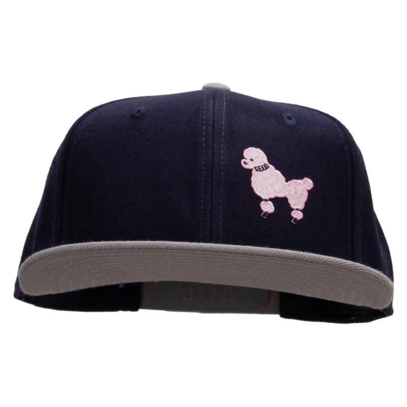 Pink 50’s Poodle Embroidered Patched Wool Blend Pro Style 2 Tone Snapback Grey Navy One Size