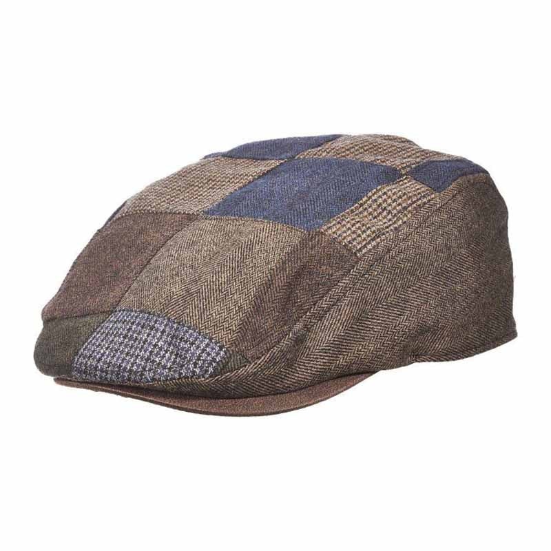 Tweed Patchwork Flat Cap – Dorfman Hats Brown Small/Medium