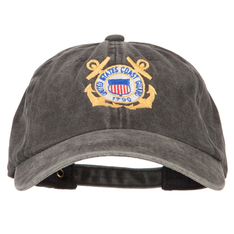 US Coast Guard Anchors Logo Embroidered Washed Cotton Cap Black One Size