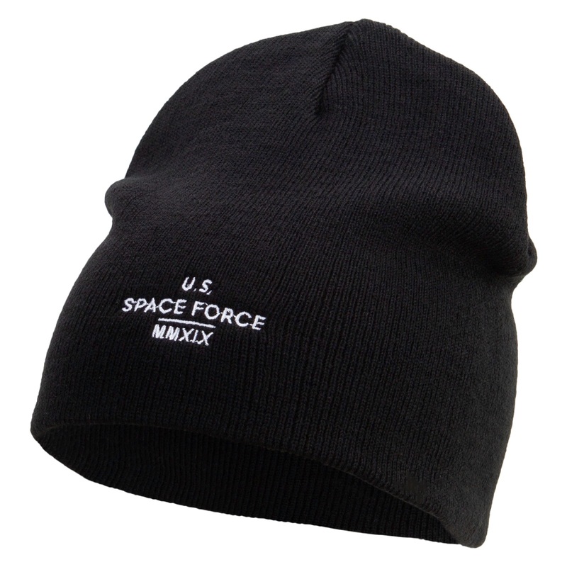 US Space Force MMXIX Embroidered 8 Inch Short Beanie Black One Size