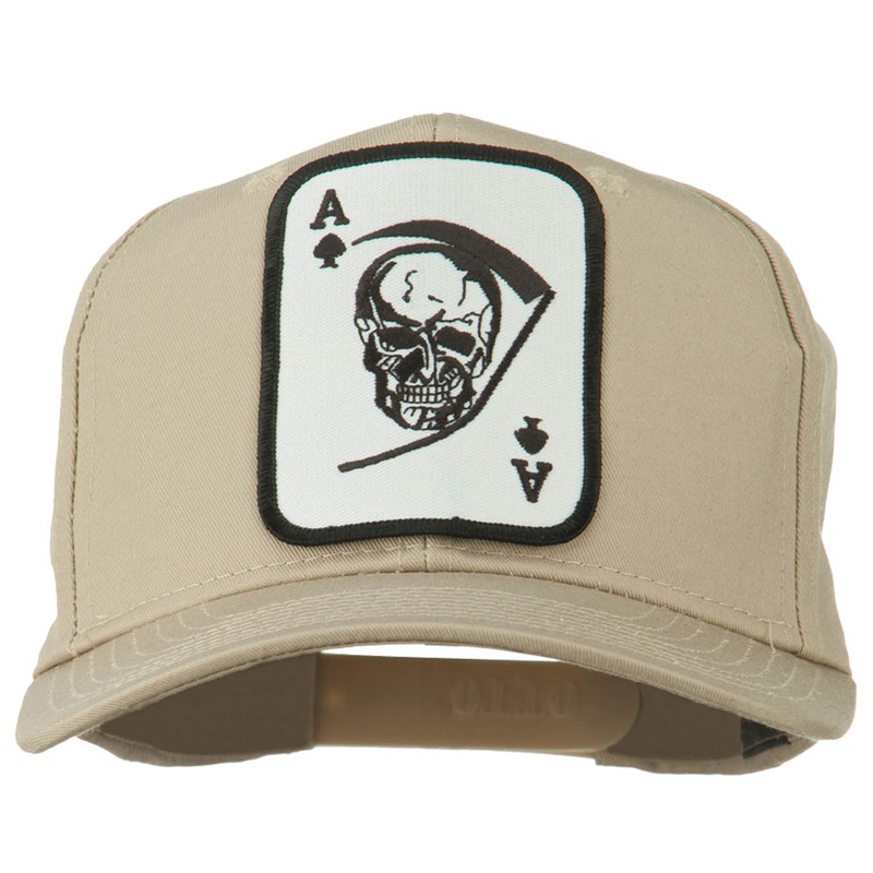 Ace Military Card Patched Solid Twill Cap Khaki One Size