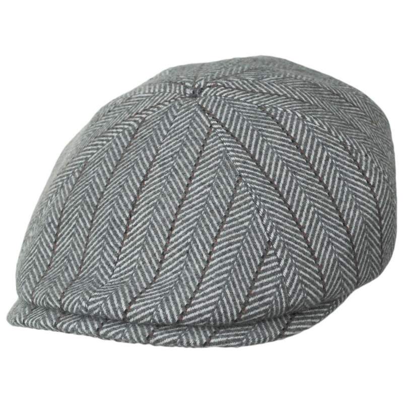 Arley Wool Blend Herringbone 8 Panel Cap GREY S