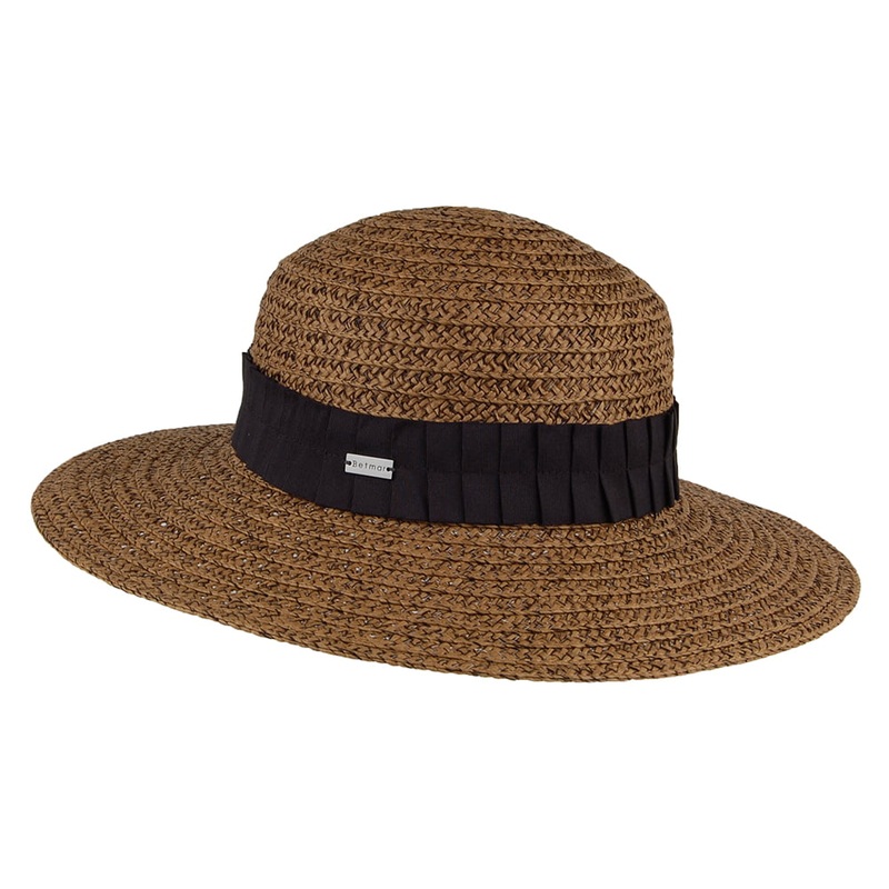 Betmar Hats Marie Wide Brim Boater Hat – Tan 1-Size