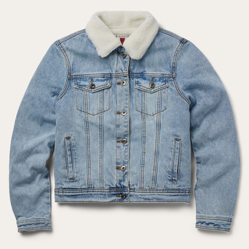 Denim Sherpa Lined Jacket Blue XS