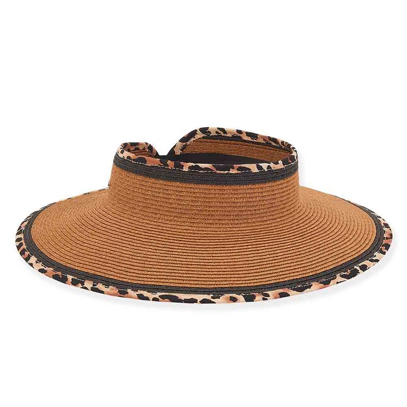 Leopard Print Wrap Around Visor Hat – Sun ‘N’ Sand Hats Brown