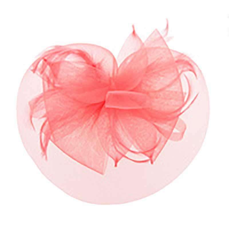 Medium Mesh Veil Fascinator Pale Red