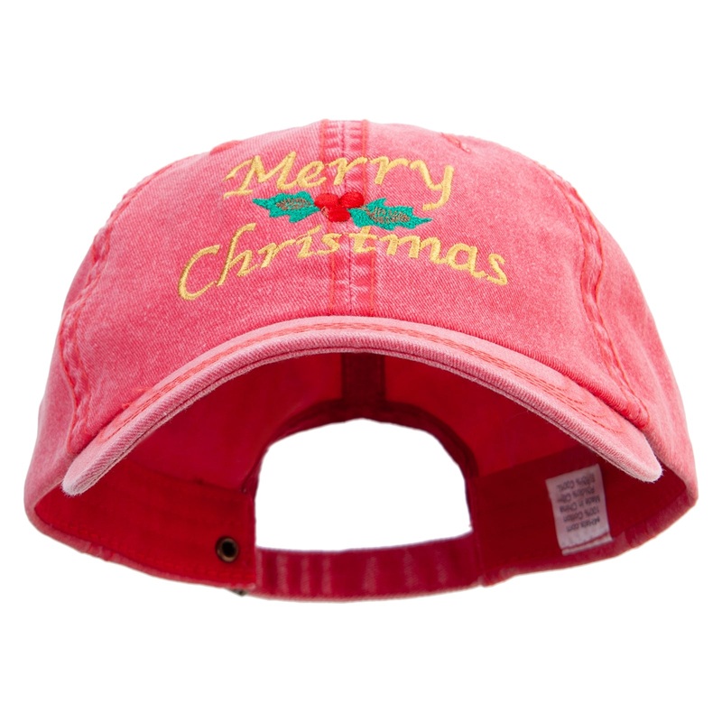 Merry Chirstmas Embroidered Big Size Washed Pigment Dyed Cap Red XL-3XL