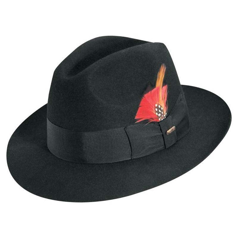 Scarsdale Structured Wool Felt Raw Edge Fedora up to 2XL – Scala Hats Black Medium (22.5″)