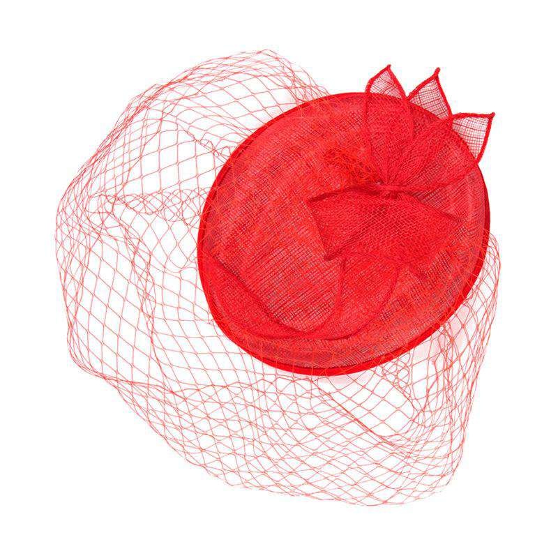 Small Sinamay Pill Box Red