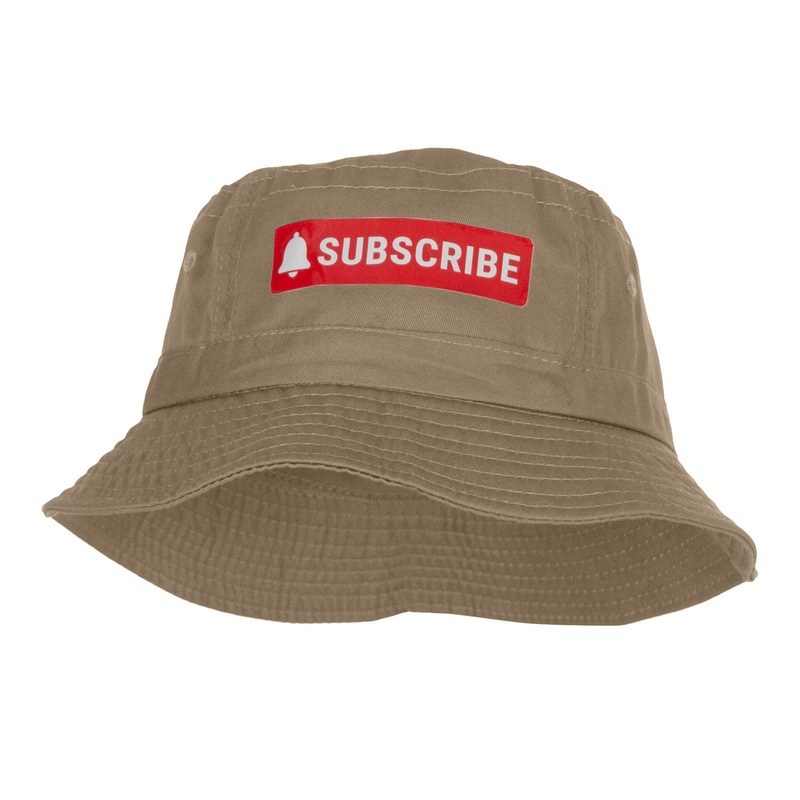 Subscribe Button Heat Transfer Bucket Hat Khaki One Size