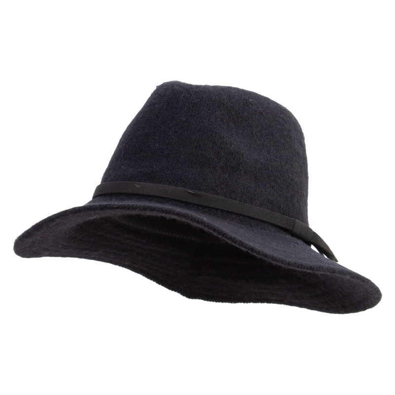 Women’s Wool 3 Inch Brim Fedora Hat Black One Size