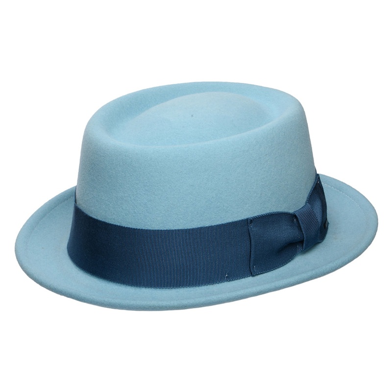 Bailey Hats Darron Crushable Water Repellent Wool Felt Pork Pie Hat – Light Blue S