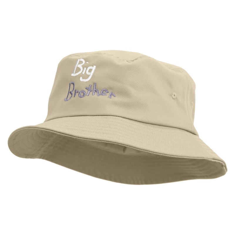 Big Brother Embroidered Big Size Cotton Blend Twill Bucket Hat Khaki XL-2XL