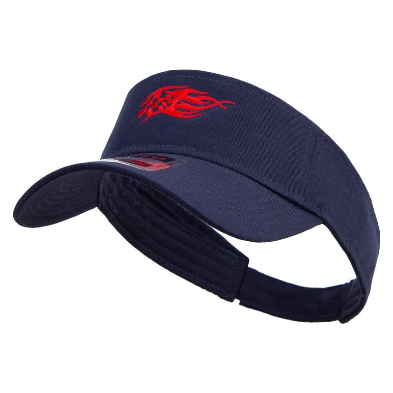 Chequered Flag Logo Embroidered Cotton Twill Sun Visor Navy One Size