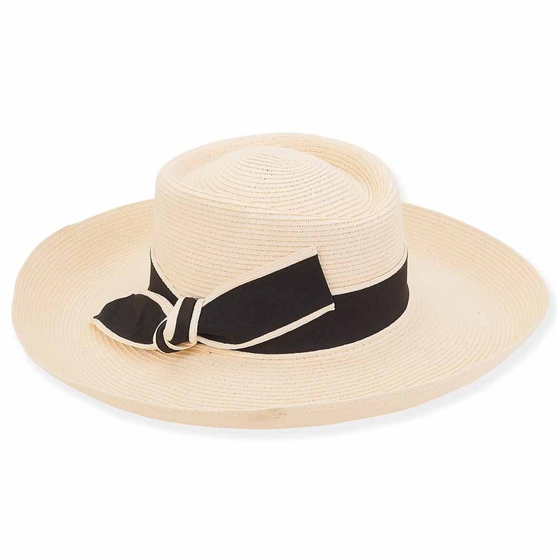 Flat Crown Wide Brim Sun Protection Hat – Sun ‘N’ Sand Hat Ivory OS (57 cm)