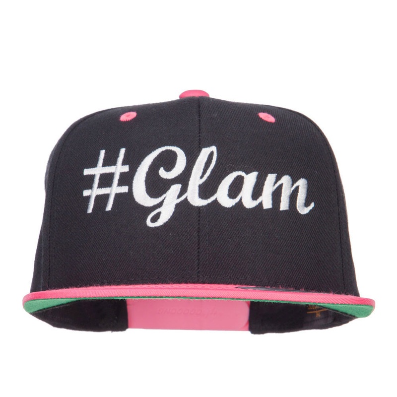 Glam Embroidered Two Tone Snapback Black Pink One Size