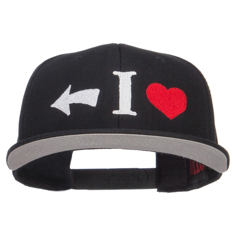 I Heart Left Embroidered Cotton Snapback Black One Size