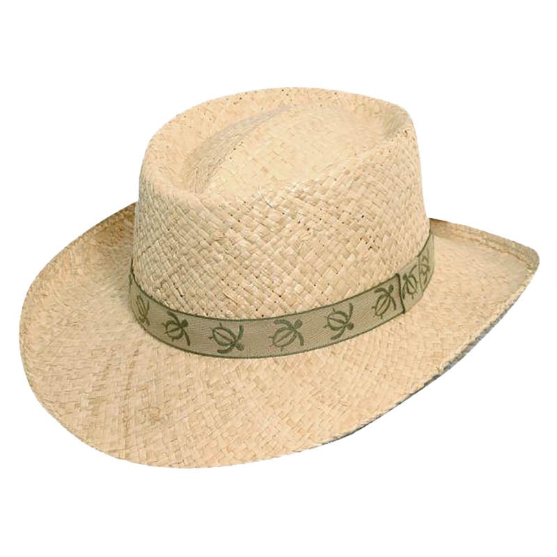 Marco Woven Raffia Gambler Hat with Turtle Tape Band – Scala Hats for Men Khaki S/M (21 1/2″-22 1/8″)