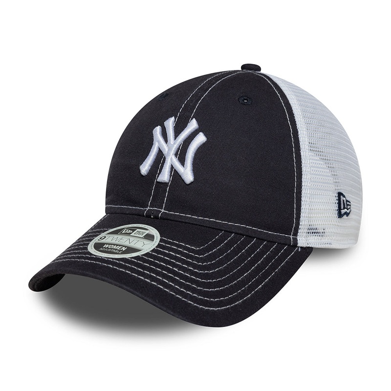 New Era Womens 9TWENTY New York Yankees Trucker Cap – MLB Washed – Navy-White Adjustable