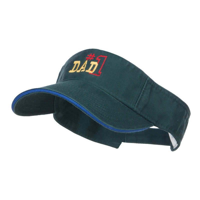 Number 1 Dad Outline Embroidered Sandwich Visor Black Grey One Size