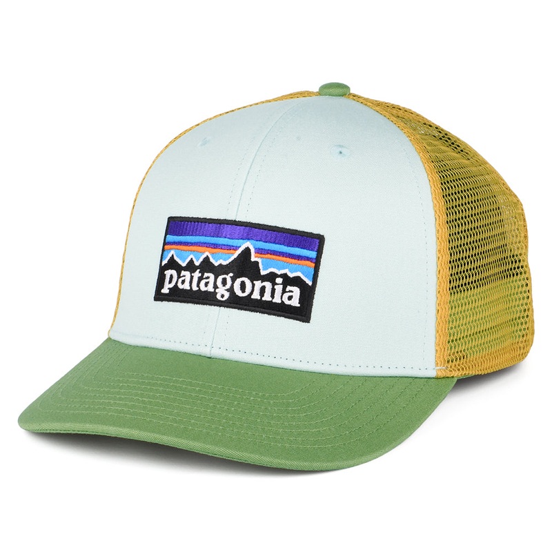Patagonia Hats P-6 Logo Organic Cotton Trucker Cap – Mint-Green-Mustard Adjustable