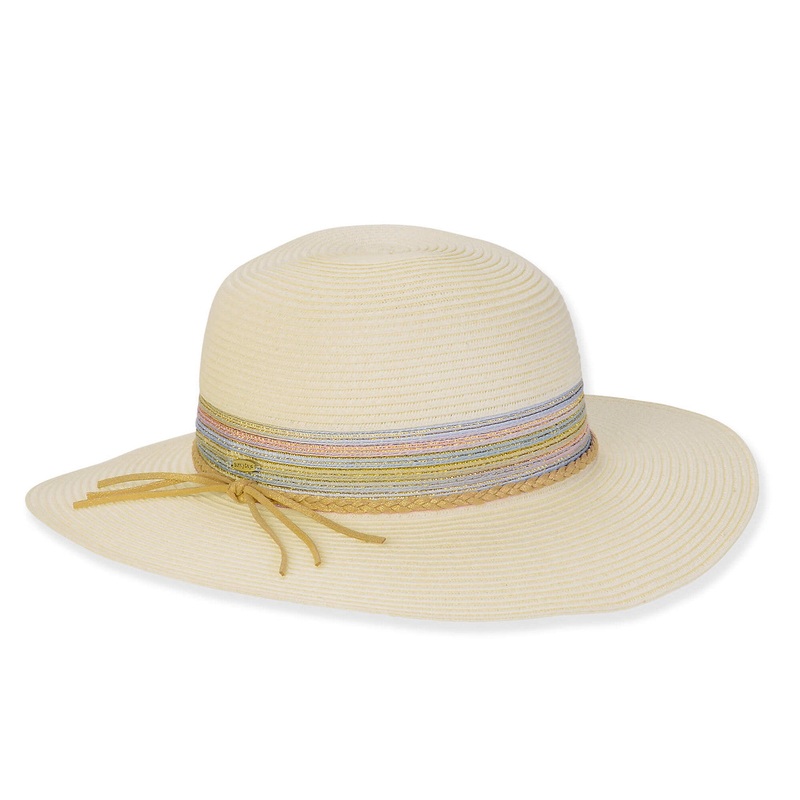 Petite Straw Sun Hat with Metallic Band – Sunny Dayz Ivory Small (54 cm)