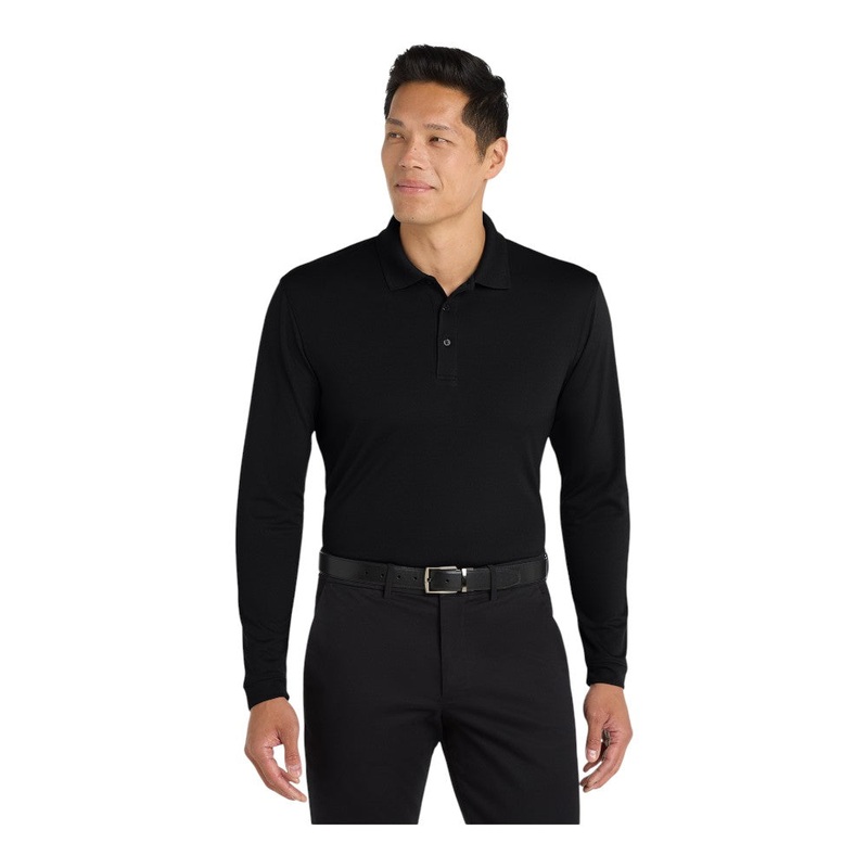 Port Authority K110LS Dry Zone UV Micro-Mesh Long Sleeve Polo Deep Black XS