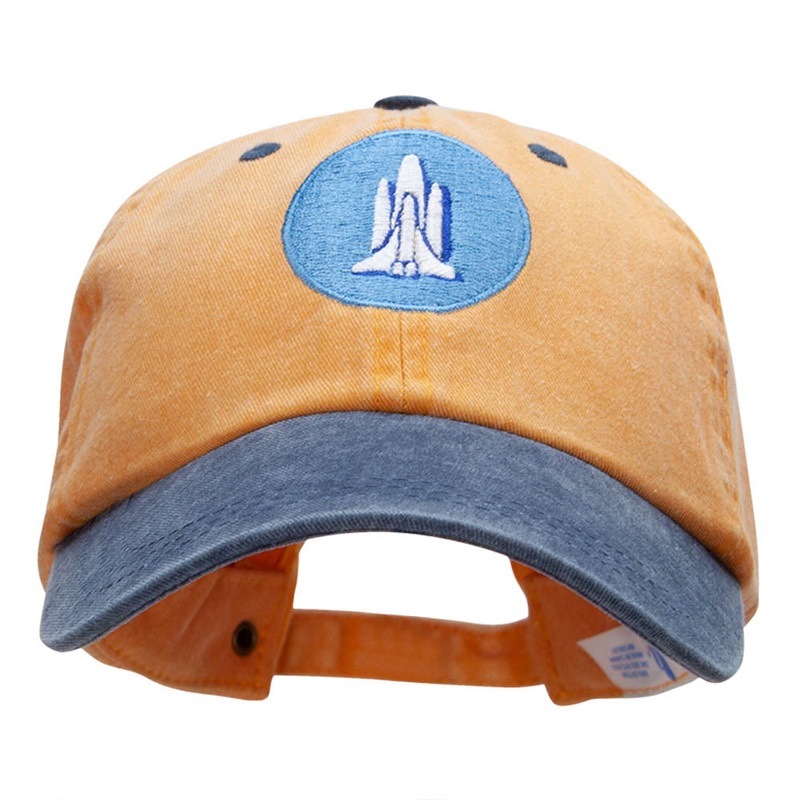 Rocket Insignia Embroidered Cotton Wash Cap Mustard Navy One Size