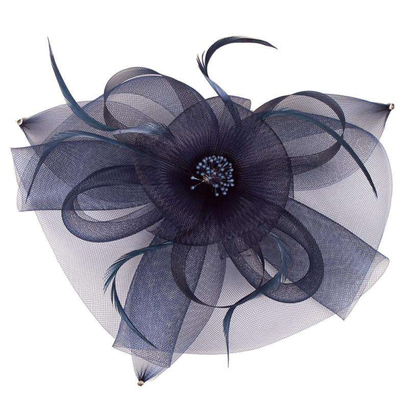 Round Mesh with Feather Fascinator Pink