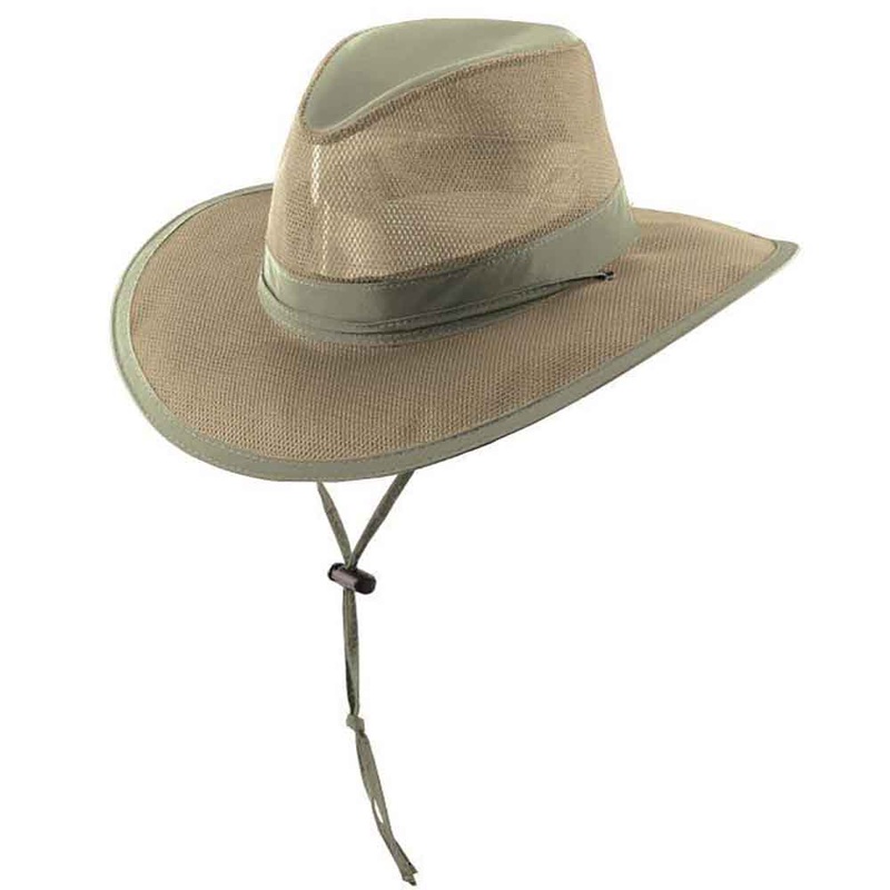 Supplex Nylon Mesh Brim Safari Hat, 2XL – Dorfman Pacific Fossil 2XL (24 7/8″)