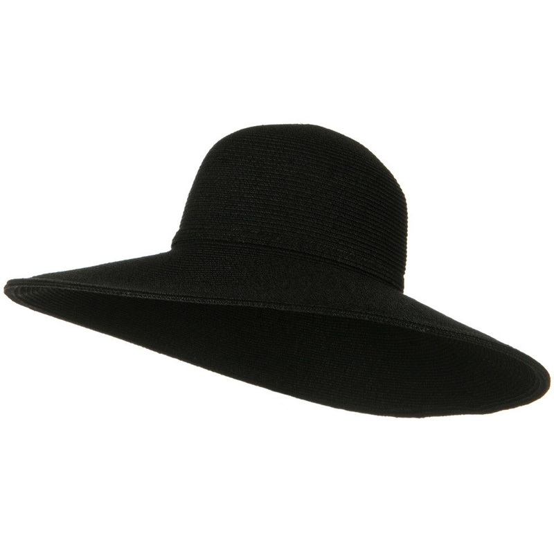 UPF 50+ Cotton Paper Braid 5 inch Brim Self Tie Hat Black One Size