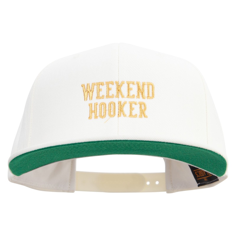 Weekend Hooker Text Embroidered Wool Blend Prostyle Snapback Natural One Size