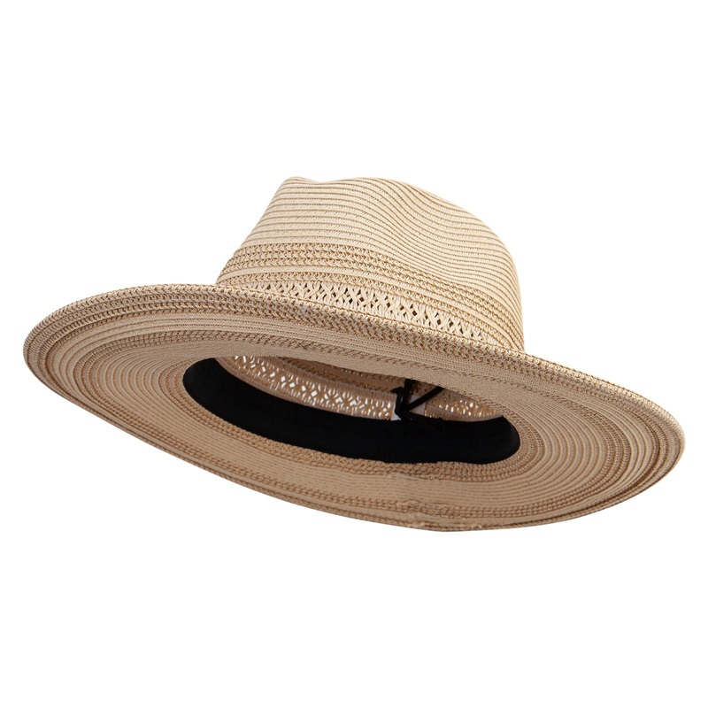 Women’s Opean Weave 3.5″ Brim Fedora Hat Gold One Size