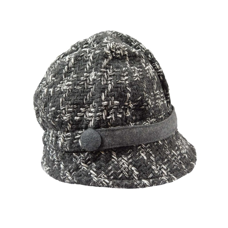 Wool Blend Brim Cloche Grey