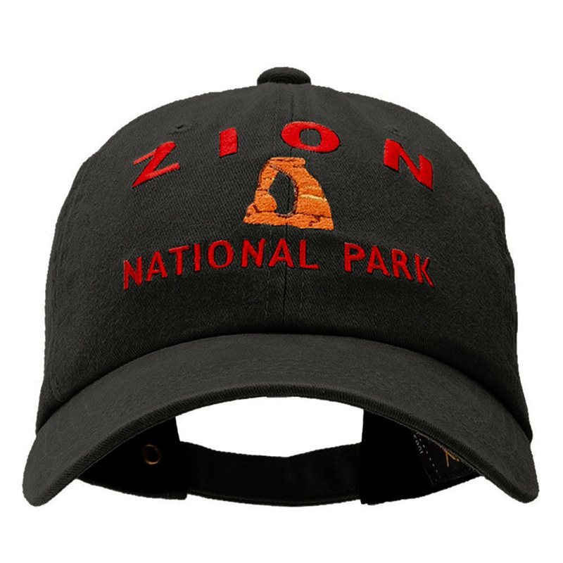 Zion Embroidered Unstructured Pigment Dyed Cotton Cap Black One Size