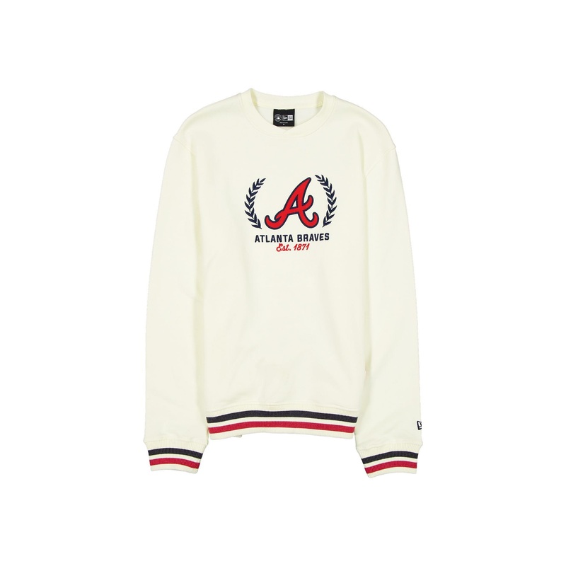 Atlanta Braves Throwback Chrome White Crewneck S
