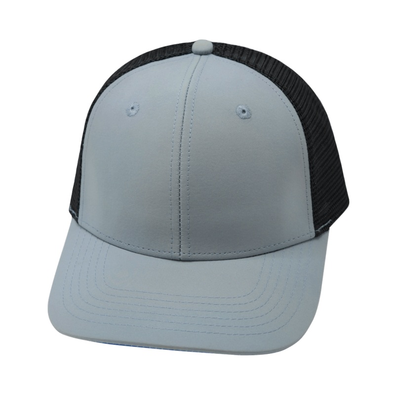 Blank – 6 Panel – Gray / Black (Unisex) – Trucker Mesh