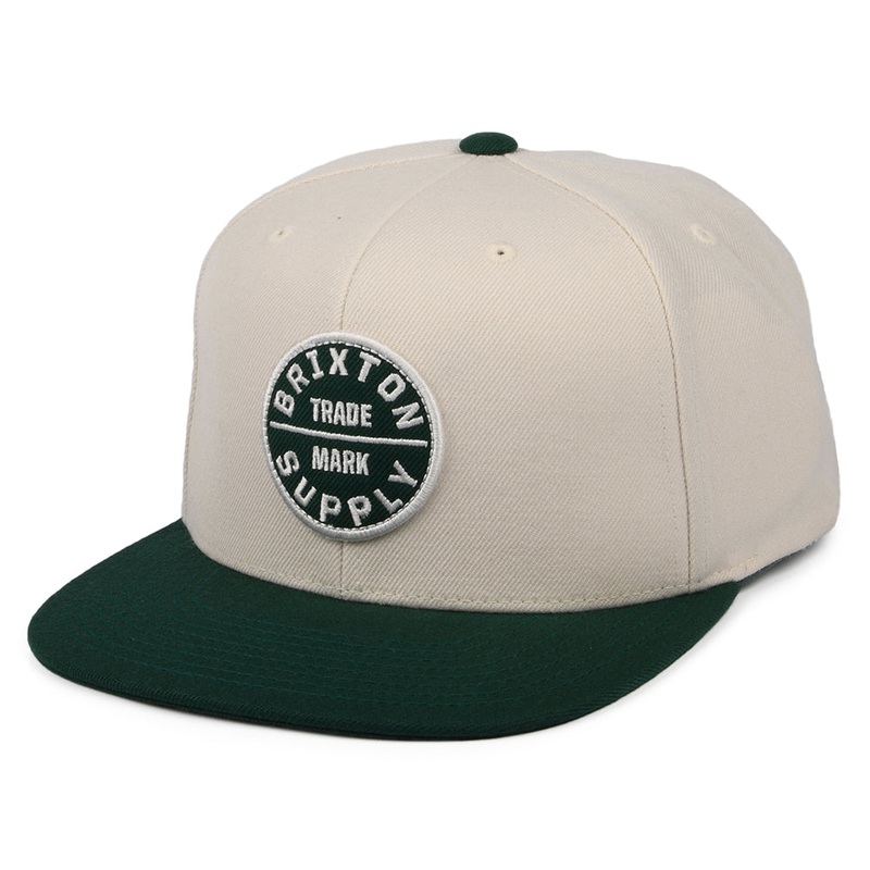 Brixton Hats Oath III Snapback Cap – Cream-Green Adjustable