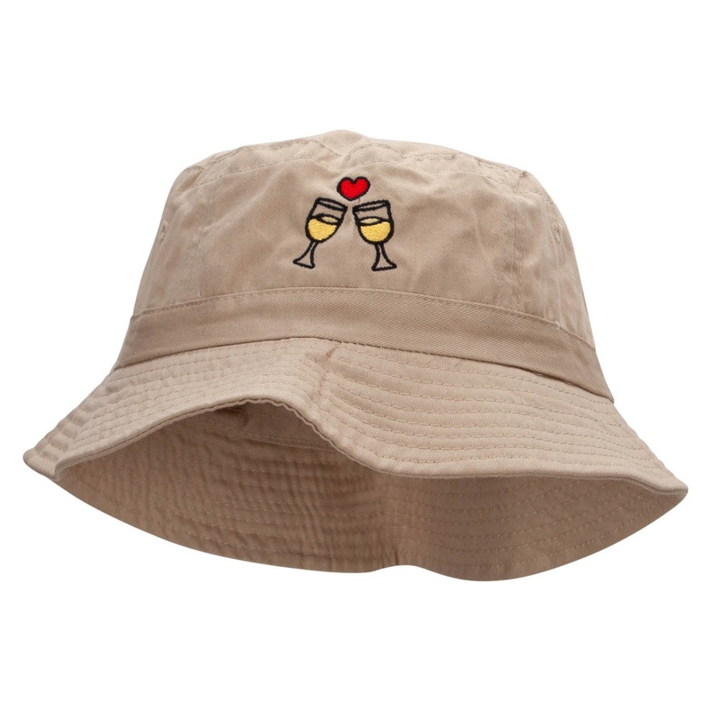 Cheers To Love Embroidered Bucket Hat Khaki One Size