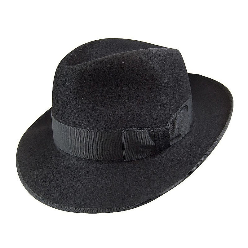 Christys Hats Gangster Fur Felt Fedora Hat – Black 55