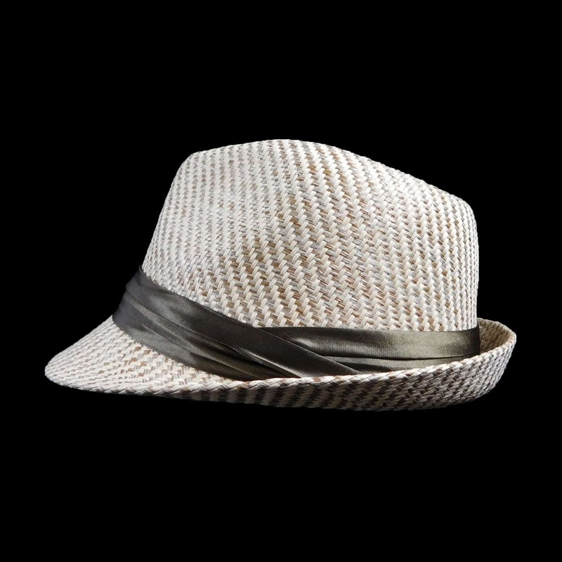 Fedora Hat with Brown Silk Tie M Brown
