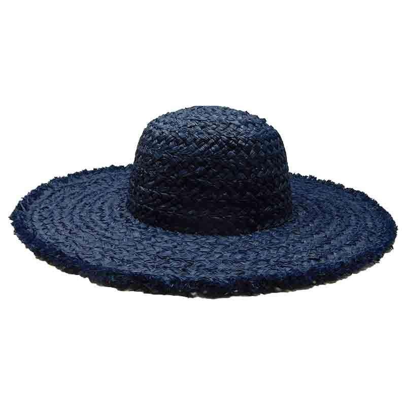 Handwoven Natural Raffia Straw Floppy Hat – Boardwalk Style Navy Medium (57 cm)