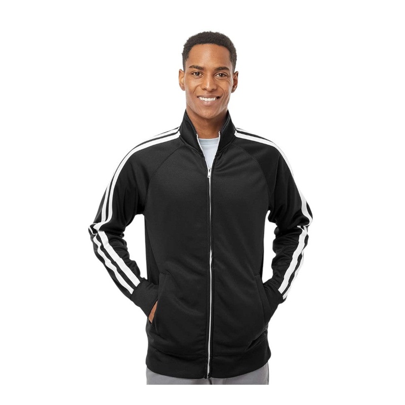 Independent Trading Co EXP70PTZ Men’s Lightweight Poly-Tech Full-Zip Track Jacket Black XS