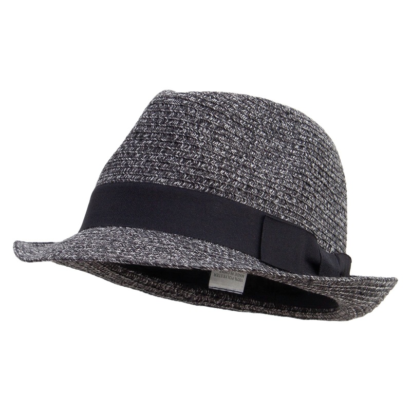 Men’s Paper Braid Ribbon Fedora Black Tweed L