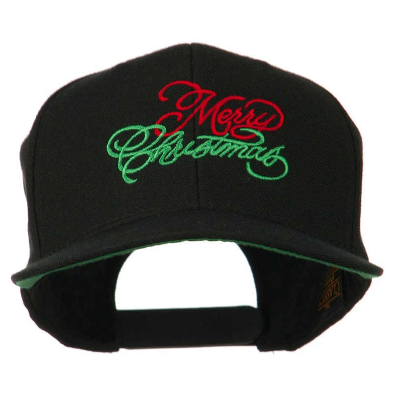 Merry Christmas Embroidered Snapback Cap Black One Size