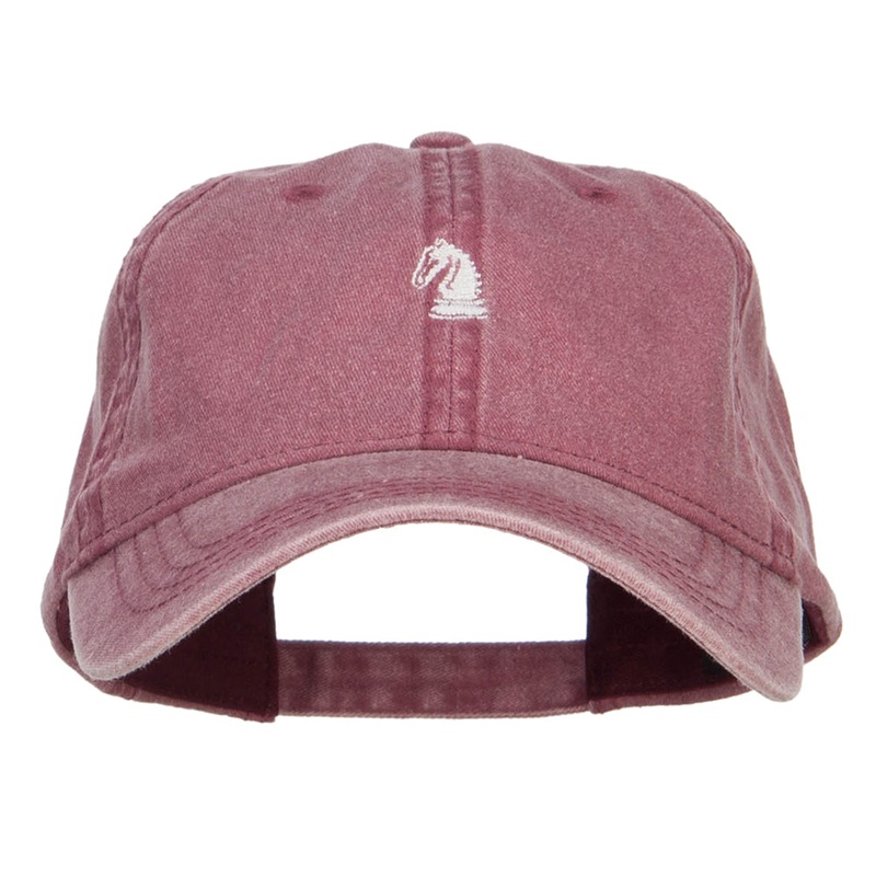Mini Chess Knight Embroidered Washed Cap Maroon One Size